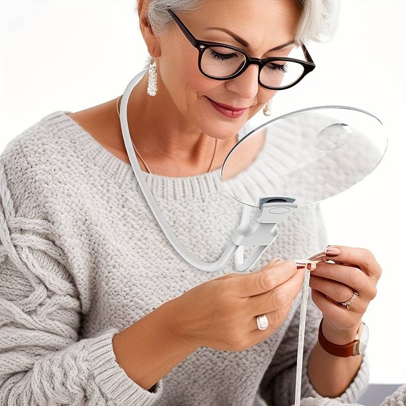 Hands Free Magnifying Glass For Close Work, 5x Neck Wear Large Magnifying  Glass For Reading Books, Sewing, Cross Stitching, Aging Eyes For Low Vision  Elderly - Temu Mexico